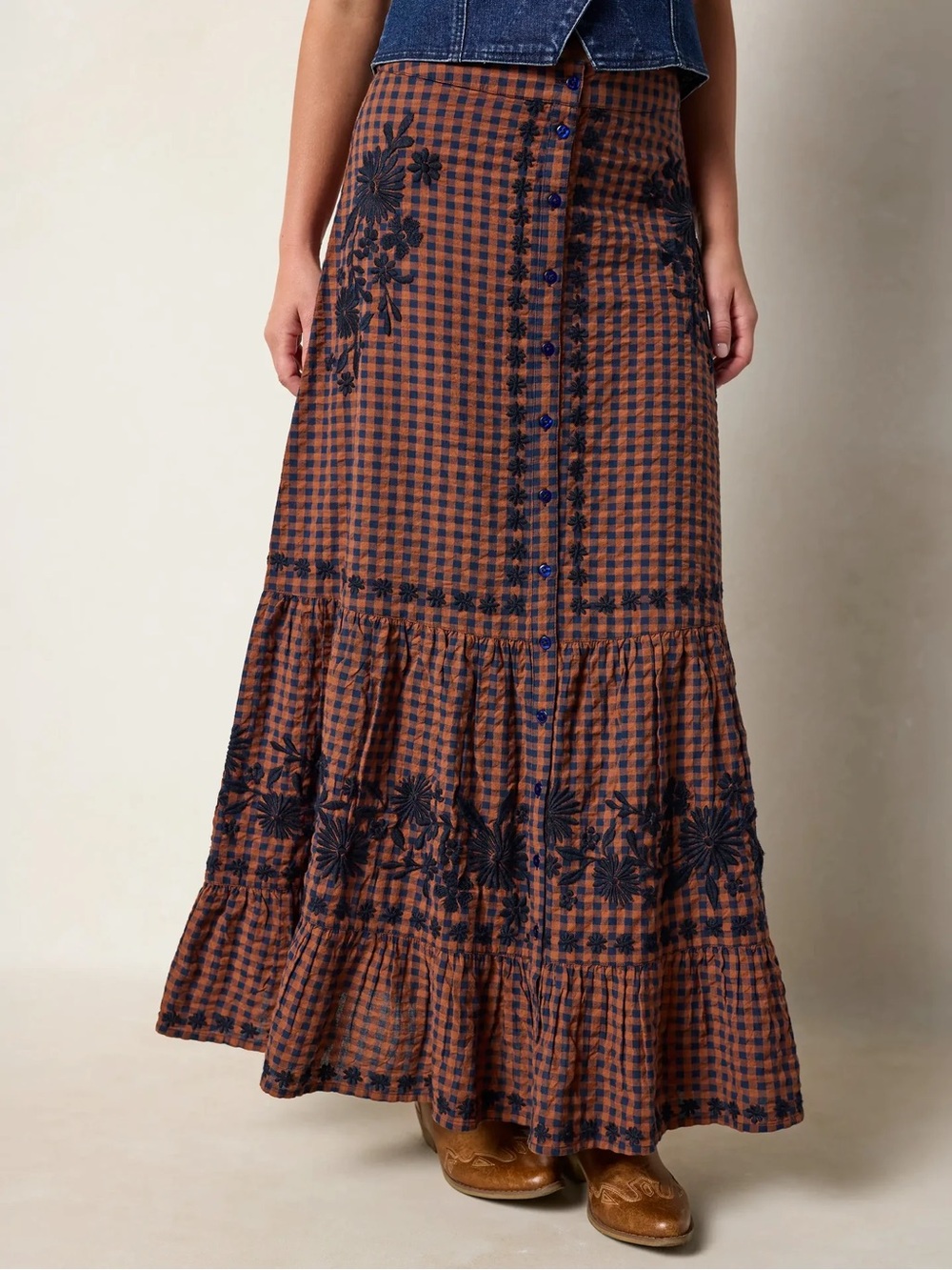 Natural Life Free Fallin' Embroidered Cotton Maxi Skirt - XS NEW WITH TAGS NWT